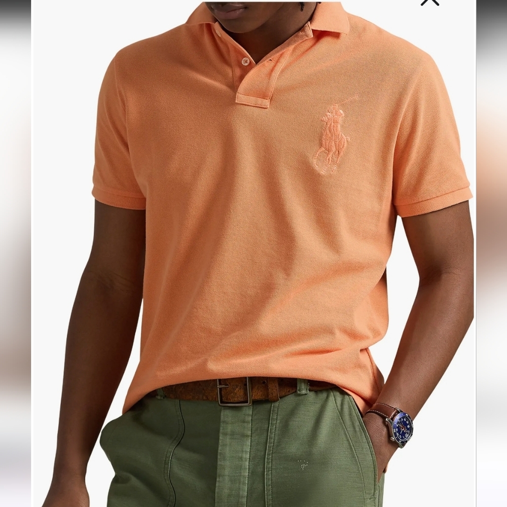Polo Ralph Lauren Custom Slim Fit Big Pony Logo Polo Vlassic Peach Medium